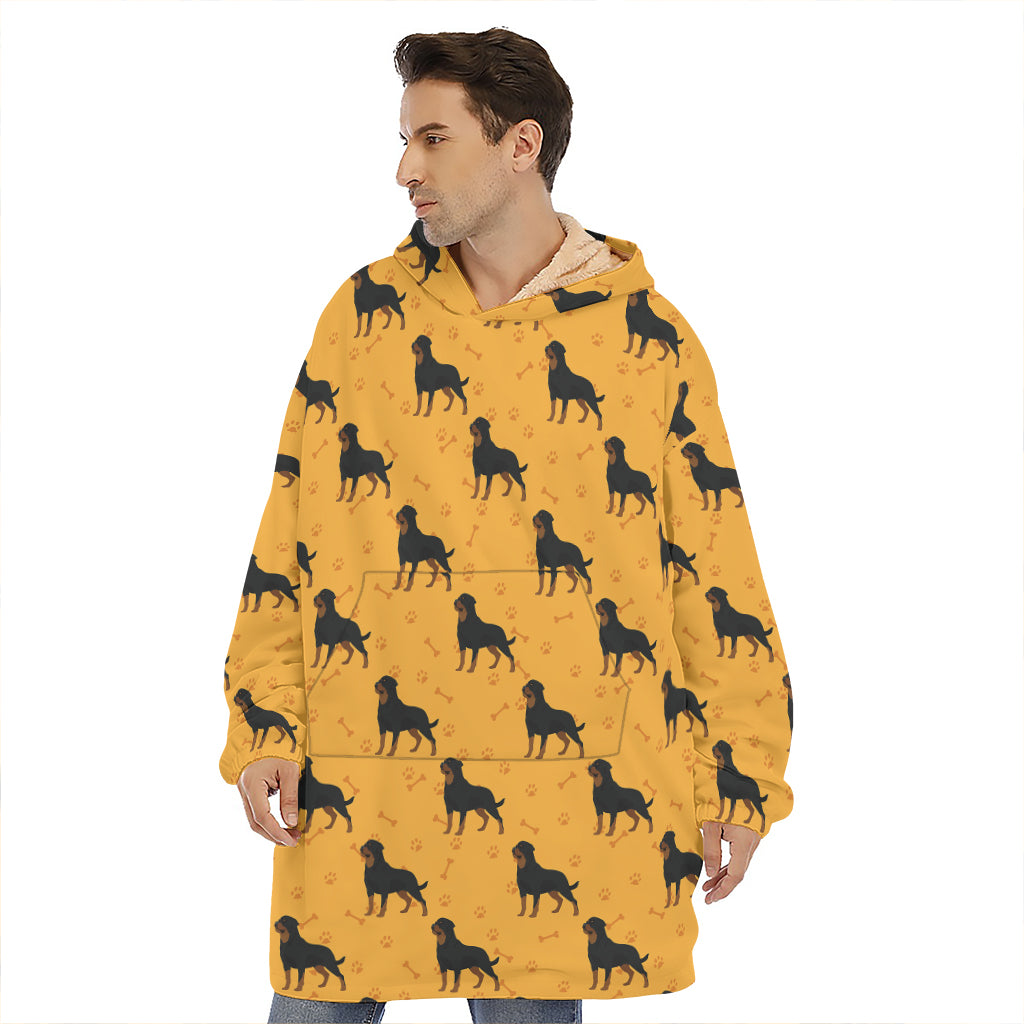 Rottweiler Dog Pattern Print Hoodie Blanket