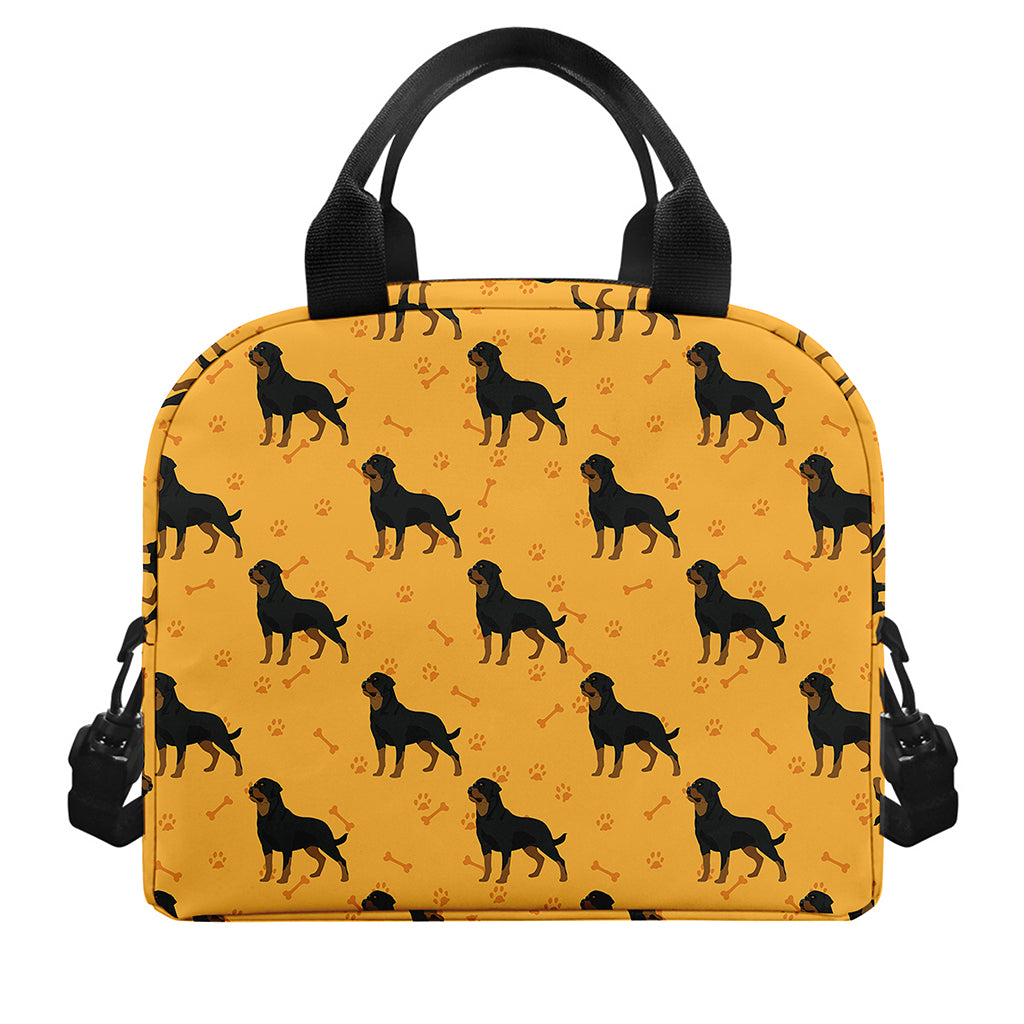 Rottweiler Dog Pattern Print Insulated Lunch Bag