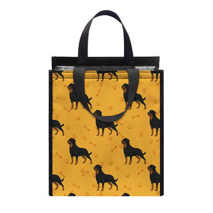 Rottweiler Dog Pattern Print Insulated Lunch Tote