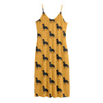 Rottweiler Dog Pattern Print Jersey Midi Cami Dress