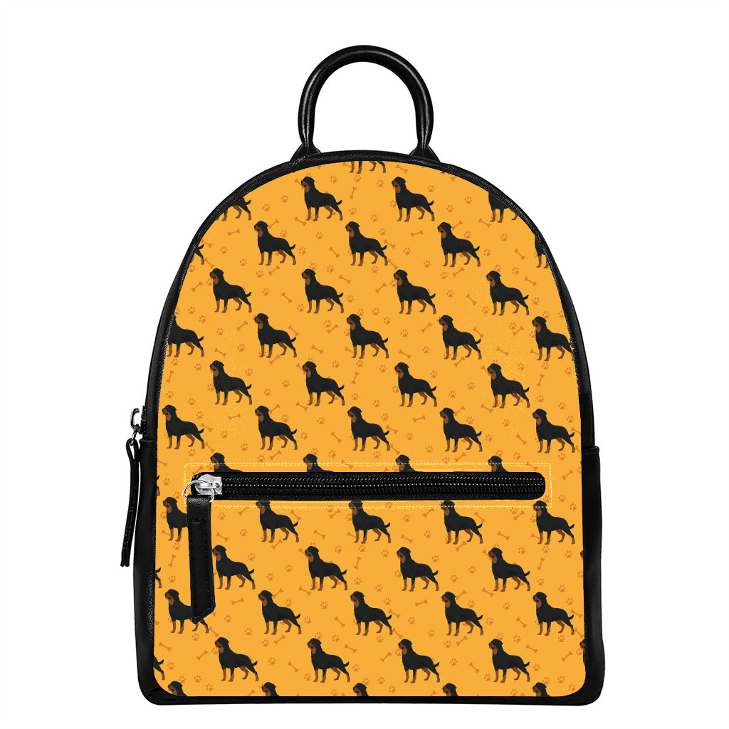 Rottweiler Dog Pattern Print Leather Backpack
