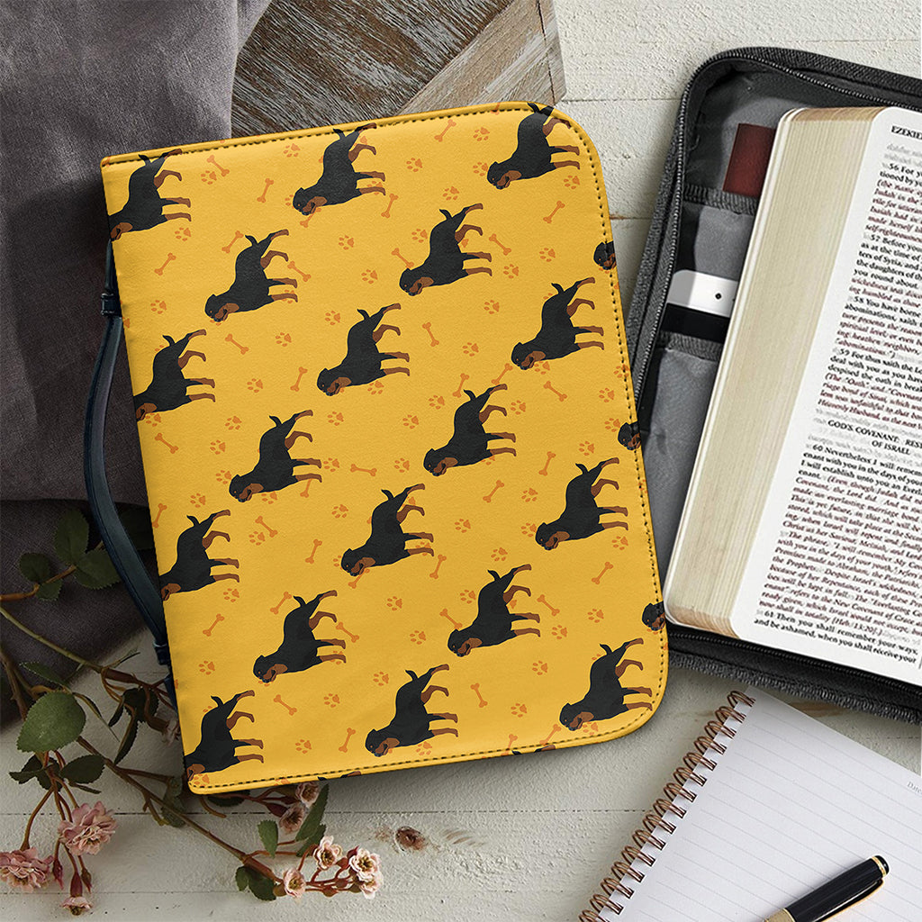 Rottweiler Dog Pattern Print Leather Bible Cover