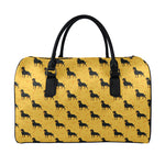 Rottweiler Dog Pattern Print Leather Duffle Bag