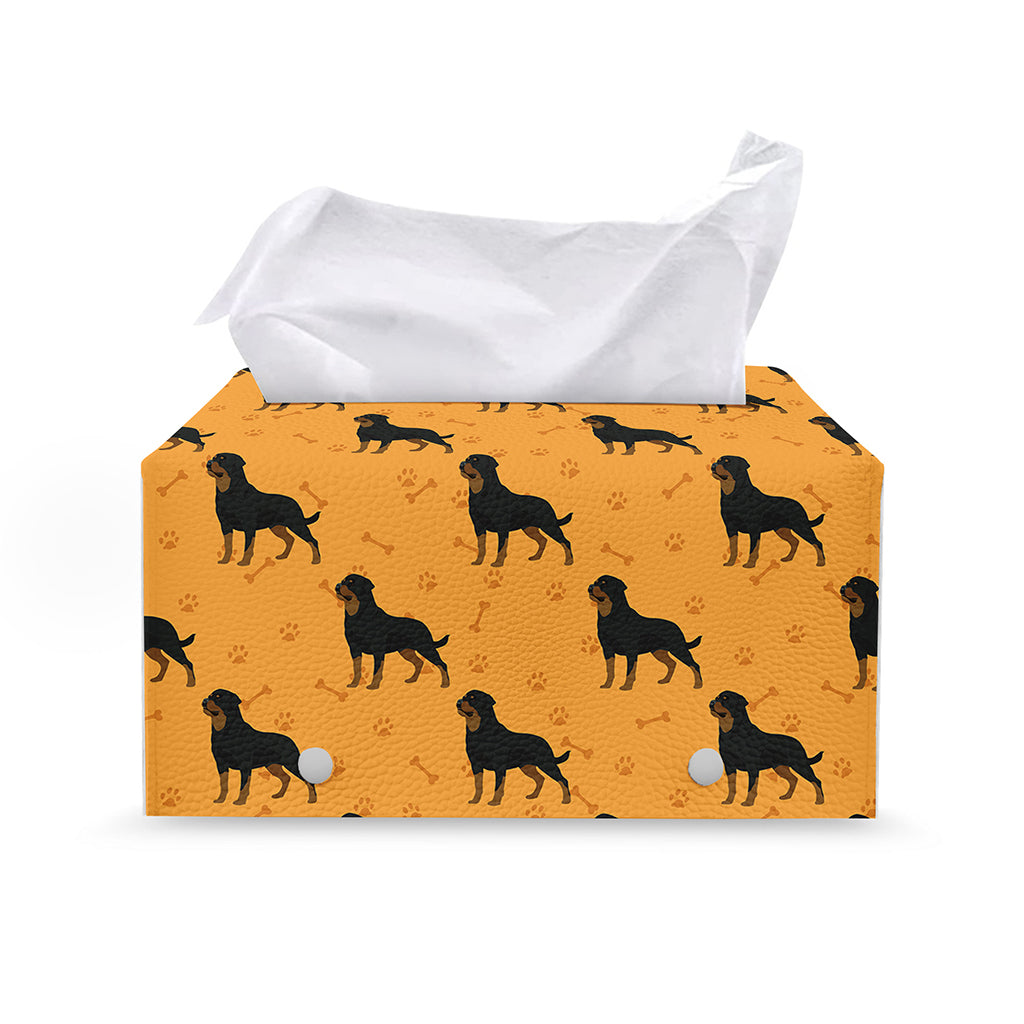 Rottweiler Dog Pattern Print Leather Tissue Box Cover