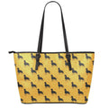 Rottweiler Dog Pattern Print Leather Tote Bag With Zipper