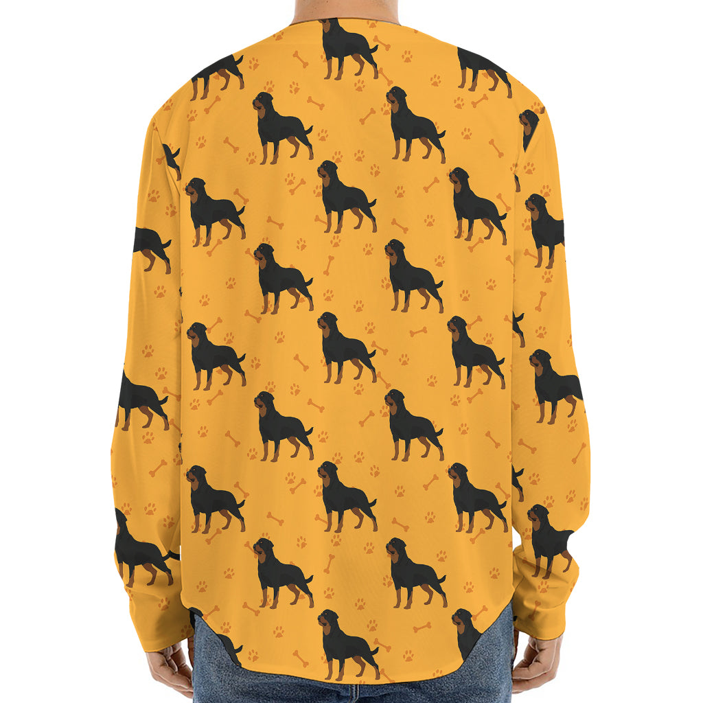 Rottweiler Dog Pattern Print Long Sleeve Baseball Jersey