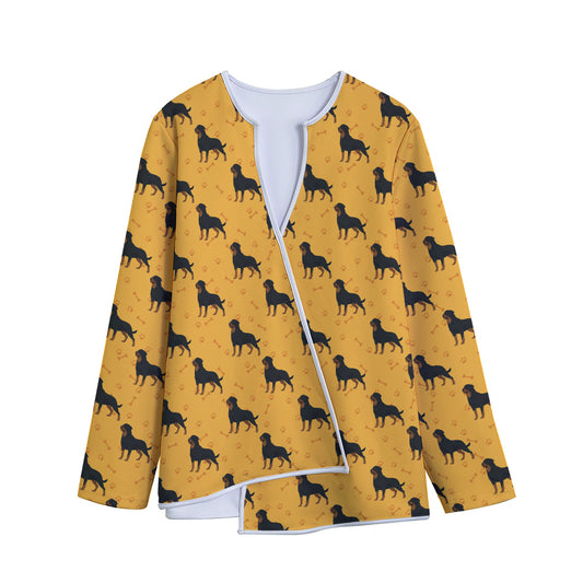 Rottweiler Dog Pattern Print Long Sleeve Short Coat