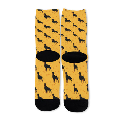 Rottweiler Dog Pattern Print Long Socks