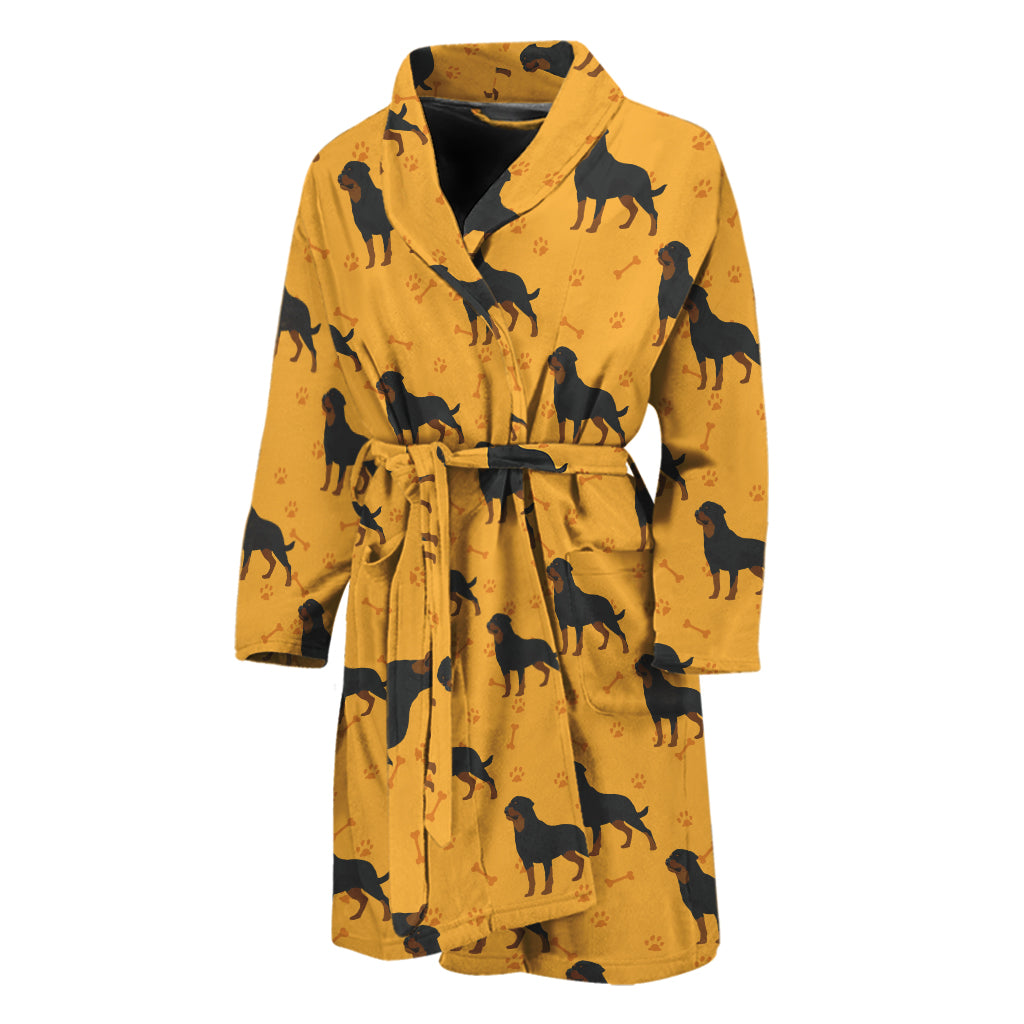 Rottweiler Dog Pattern Print Men's Bathrobe