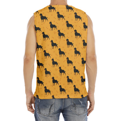 Rottweiler Dog Pattern Print Men's Fitness Tank Top