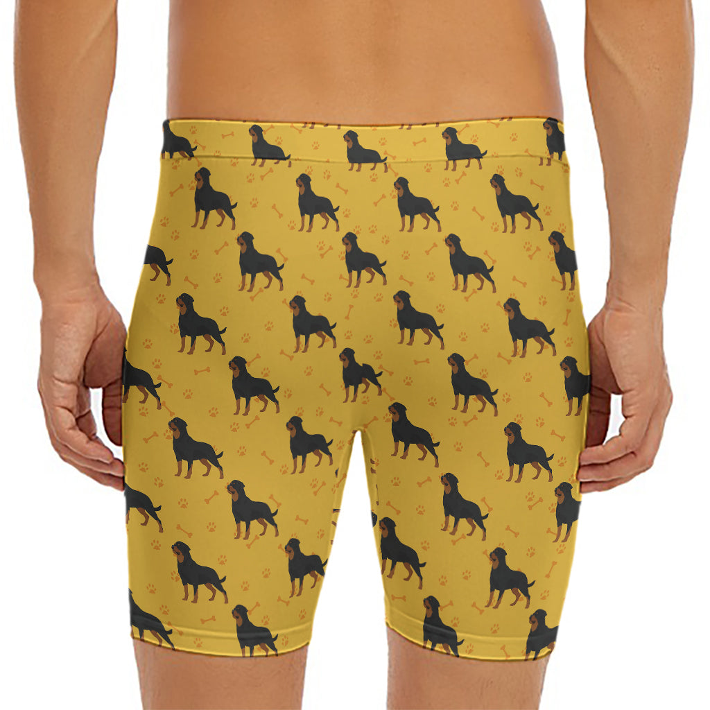 Rottweiler Dog Pattern Print Men's Long Boxer Briefs