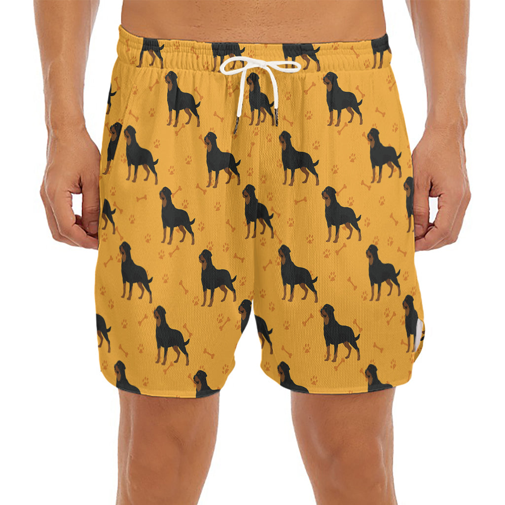 Rottweiler Dog Pattern Print Men's Split Running Shorts