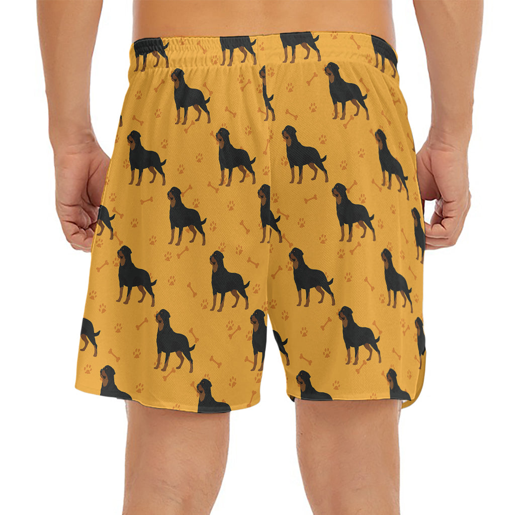 Rottweiler Dog Pattern Print Men's Split Running Shorts