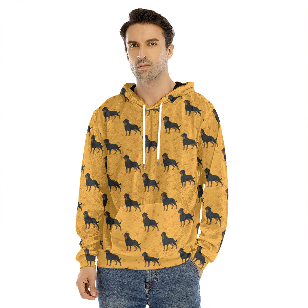 Rottweiler Dog Pattern Print Men's Velvet Pullover Hoodie