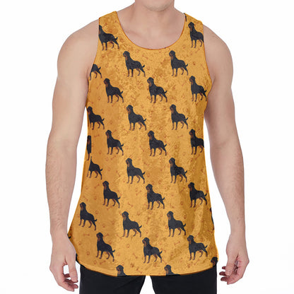 Rottweiler Dog Pattern Print Men's Velvet Tank Top