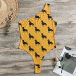 Rottweiler Dog Pattern Print One Shoulder Bodysuit