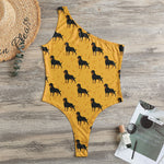 Rottweiler Dog Pattern Print One Shoulder Bodysuit