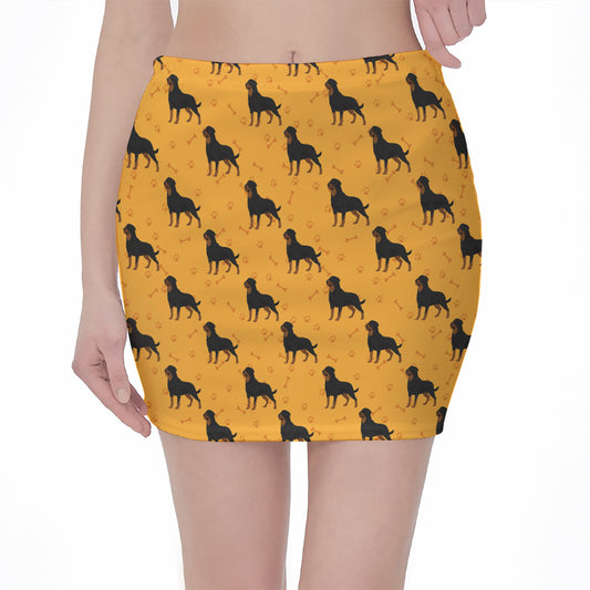 Rottweiler Dog Pattern Print Pencil Mini Skirt