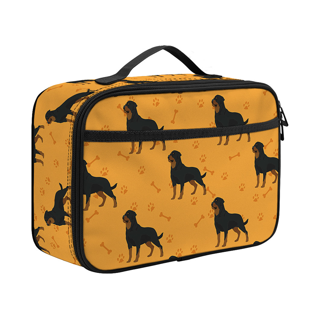 Rottweiler Dog Pattern Print Portable Lunch Bag