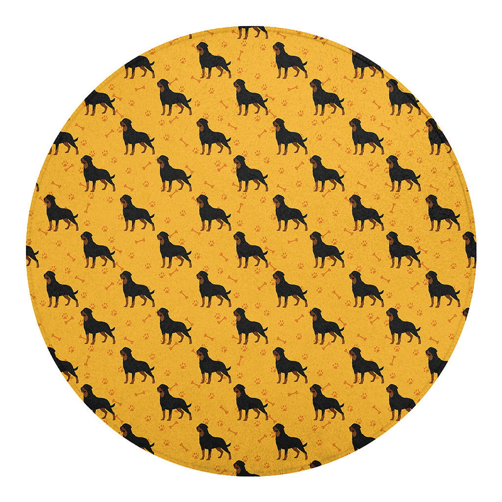 Rottweiler Dog Pattern Print Round Blanket