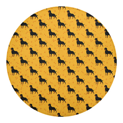 Rottweiler Dog Pattern Print Round Blanket