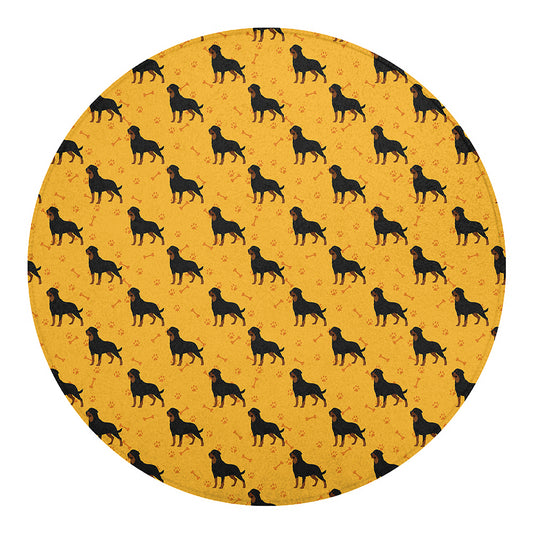 Rottweiler Dog Pattern Print Round Blanket