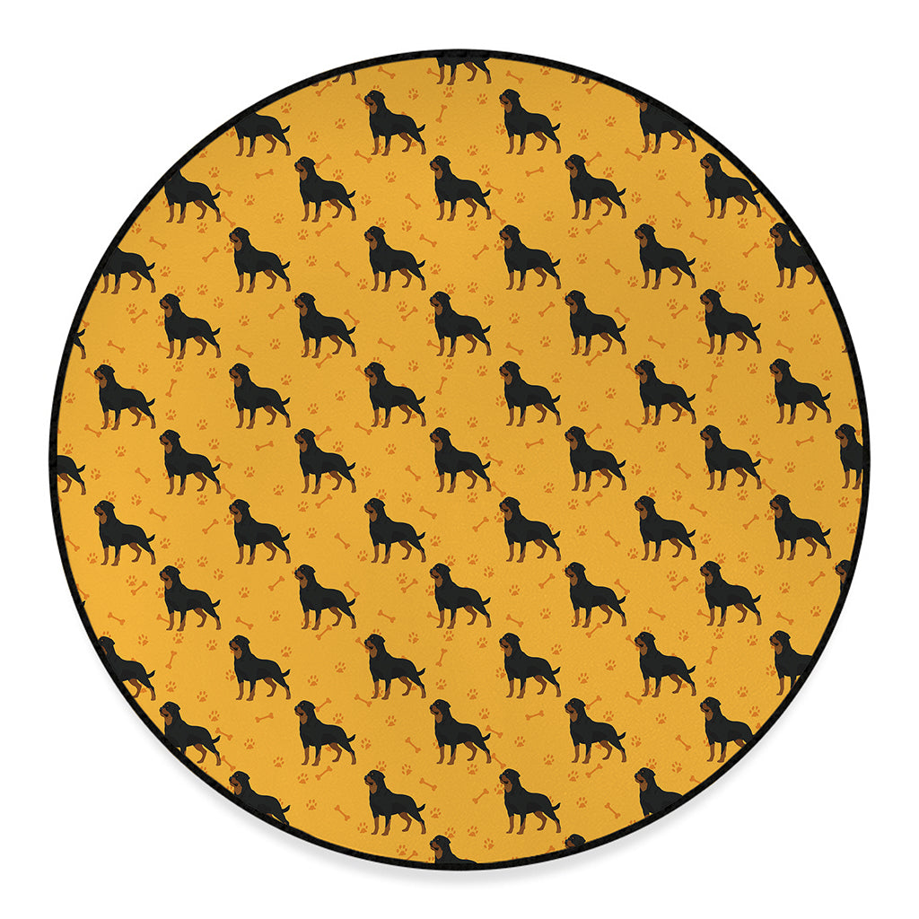 Rottweiler Dog Pattern Print Round Floor Mat