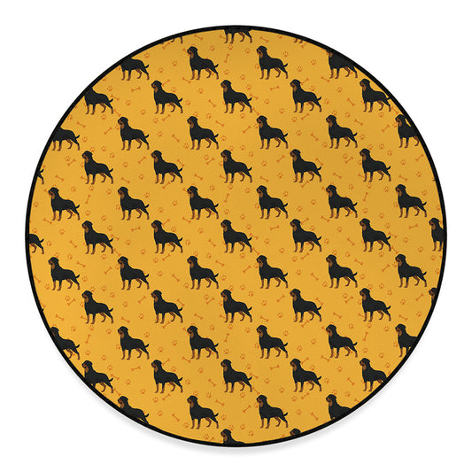 Rottweiler Dog Pattern Print Round Floor Mat