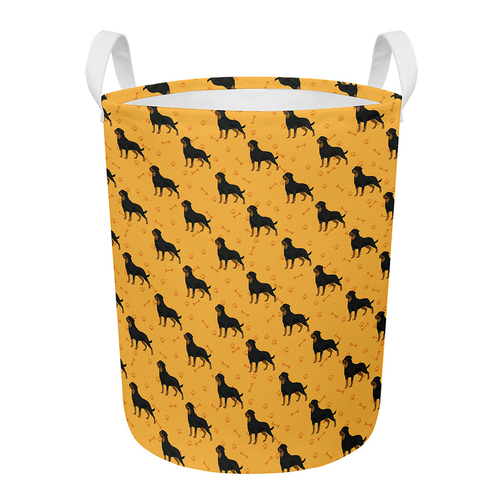 Rottweiler Dog Pattern Print Round Laundry Basket