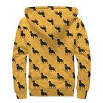 Rottweiler Dog Pattern Print Sherpa Lined Zip Up Hoodie