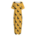 Rottweiler Dog Pattern Print Short Sleeve Long Nightdress