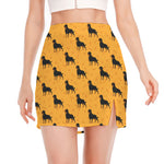 Rottweiler Dog Pattern Print Side Slit Mini Skirt