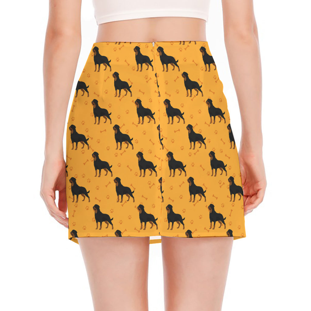 Rottweiler Dog Pattern Print Side Slit Mini Skirt