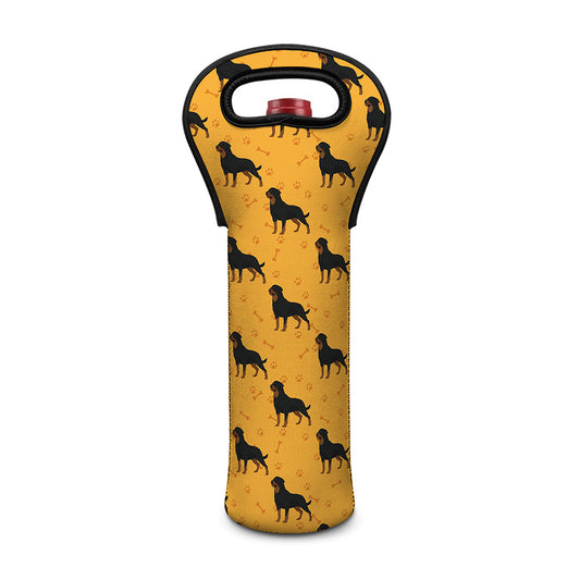 Rottweiler Dog Pattern Print Single Neoprene Wine Tote