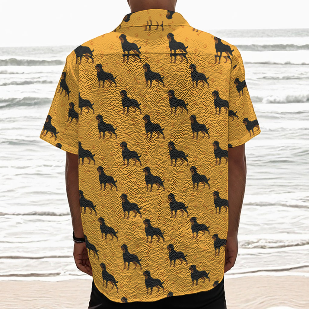 Rottweiler Dog Pattern Print Textured Short Sleeve Shirt