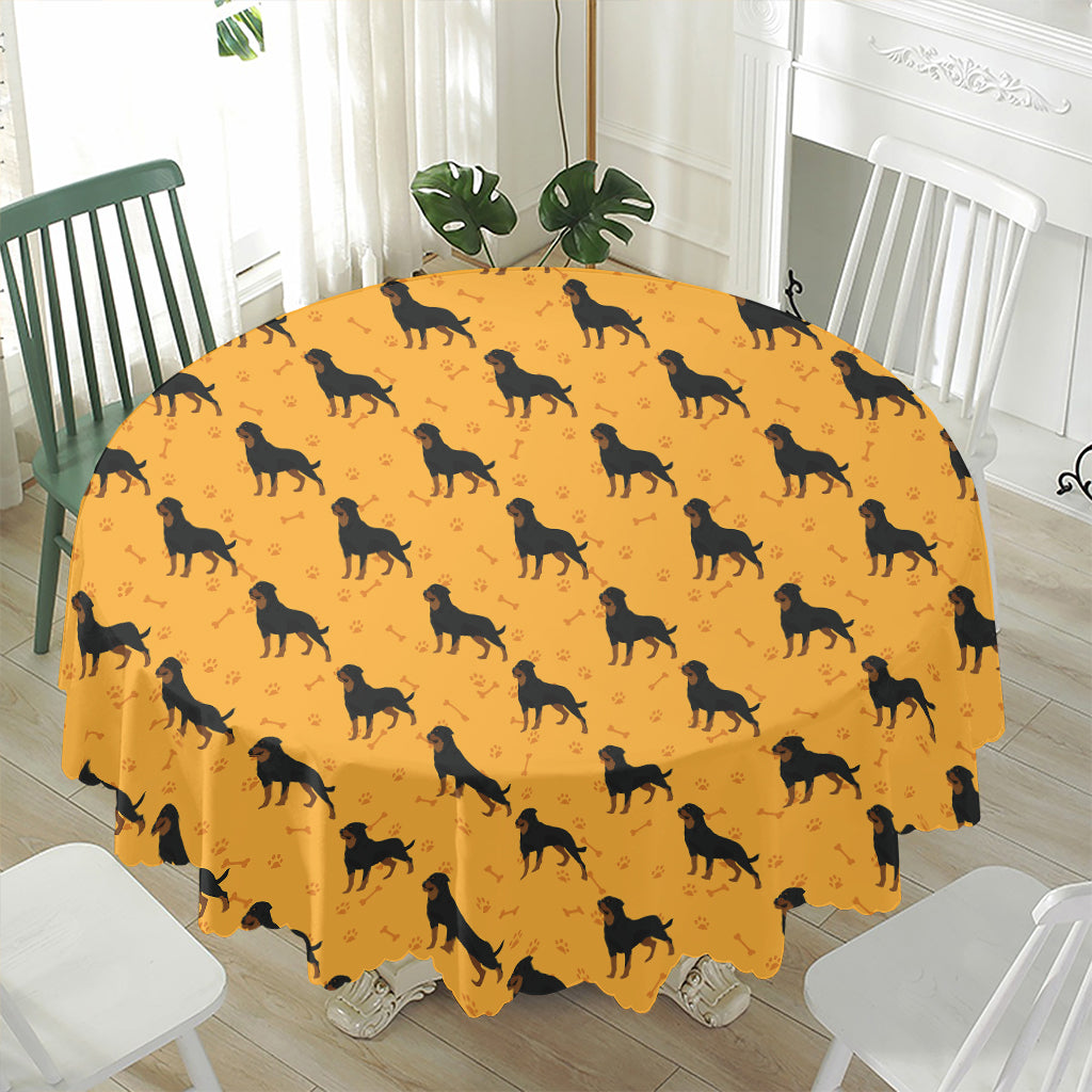 Rottweiler Dog Pattern Print Waterproof Round Tablecloth