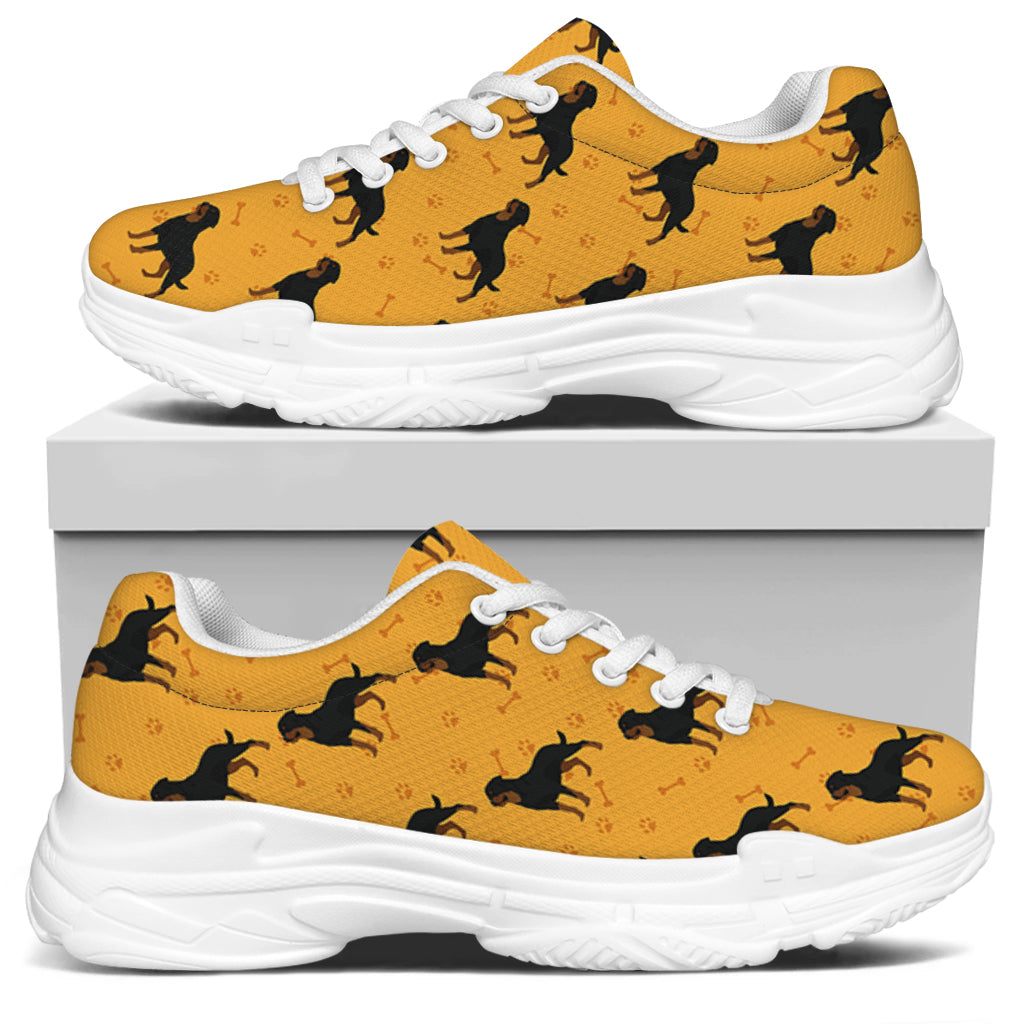 Rottweiler Dog Pattern Print White Chunky Shoes