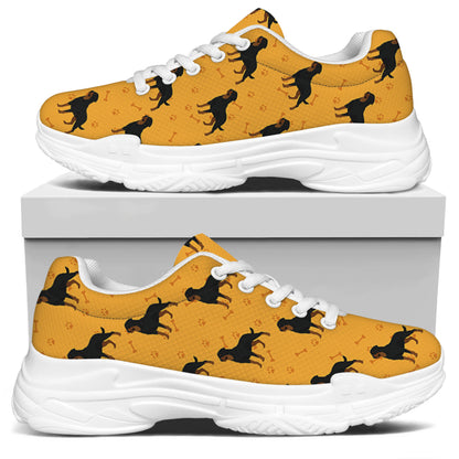 Rottweiler Dog Pattern Print White Chunky Shoes