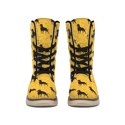 Rottweiler Dog Pattern Print Winter Boots