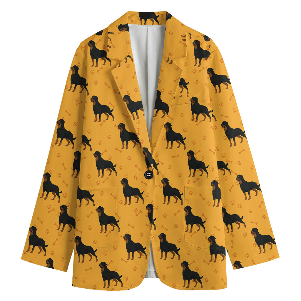 Rottweiler Dog Pattern Print Women's Cotton Blazer