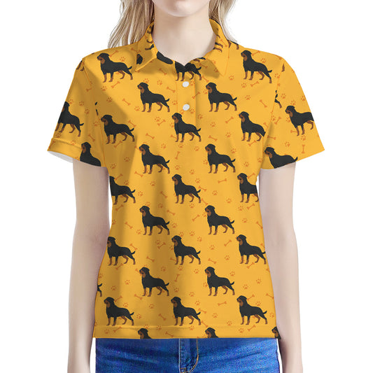 Rottweiler Dog Pattern Print Women's Polo Shirt