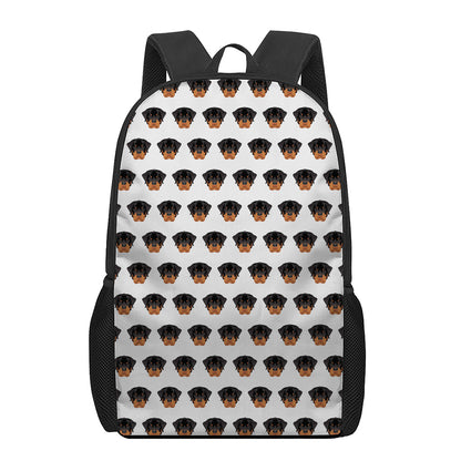 Rottweiler Face Pattern Print 17 Inch Backpack
