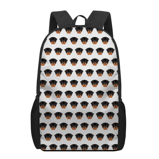 Rottweiler Face Pattern Print 17 Inch Backpack