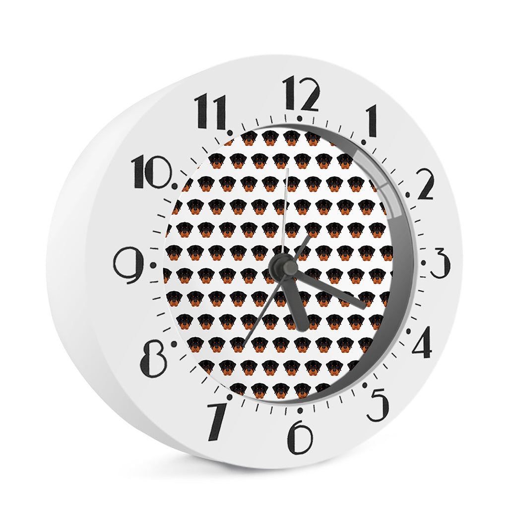 Rottweiler Face Pattern Print Alarm Clock