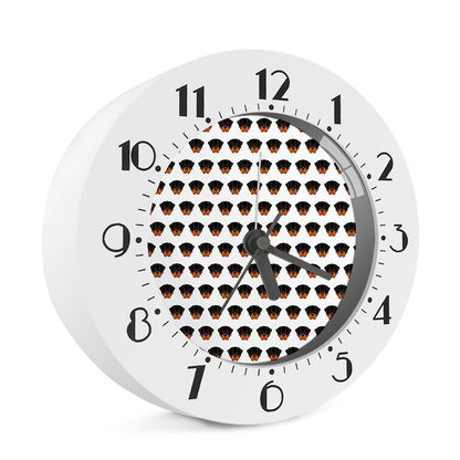 Rottweiler Face Pattern Print Alarm Clock