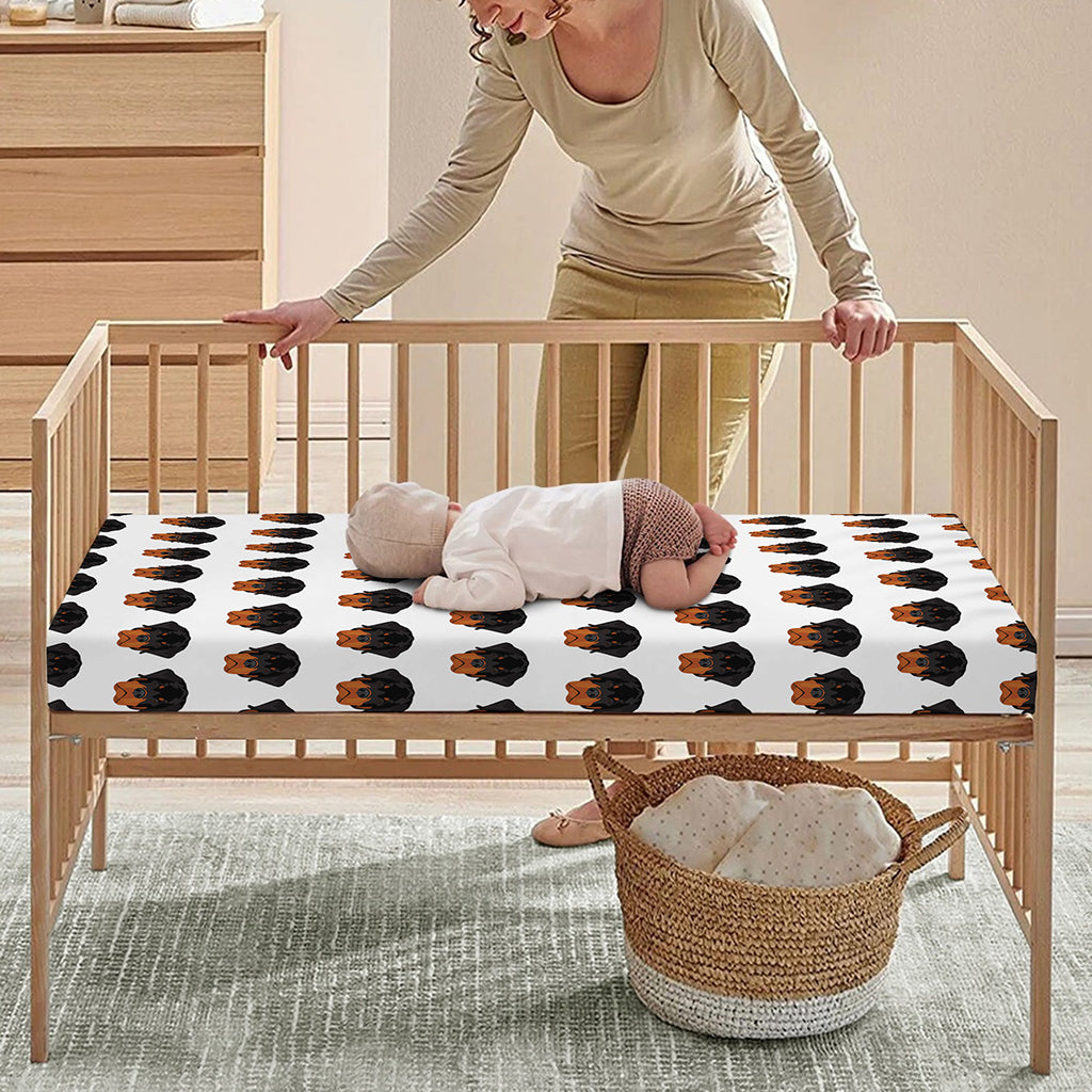 Rottweiler Face Pattern Print Baby Crib Sheet