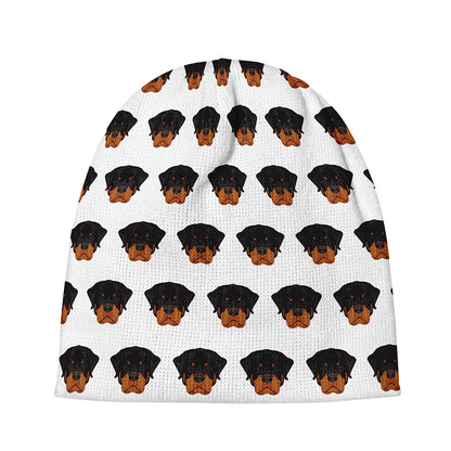 Rottweiler Face Pattern Print Beanie