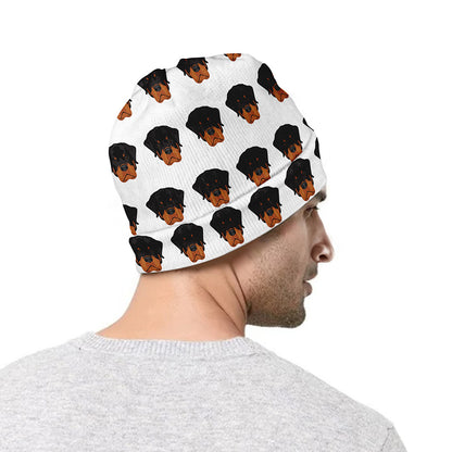 Rottweiler Face Pattern Print Beanie