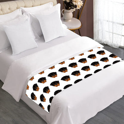 Rottweiler Face Pattern Print Bed Runner