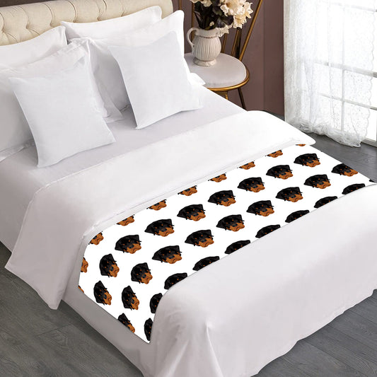 Rottweiler Face Pattern Print Bed Runner